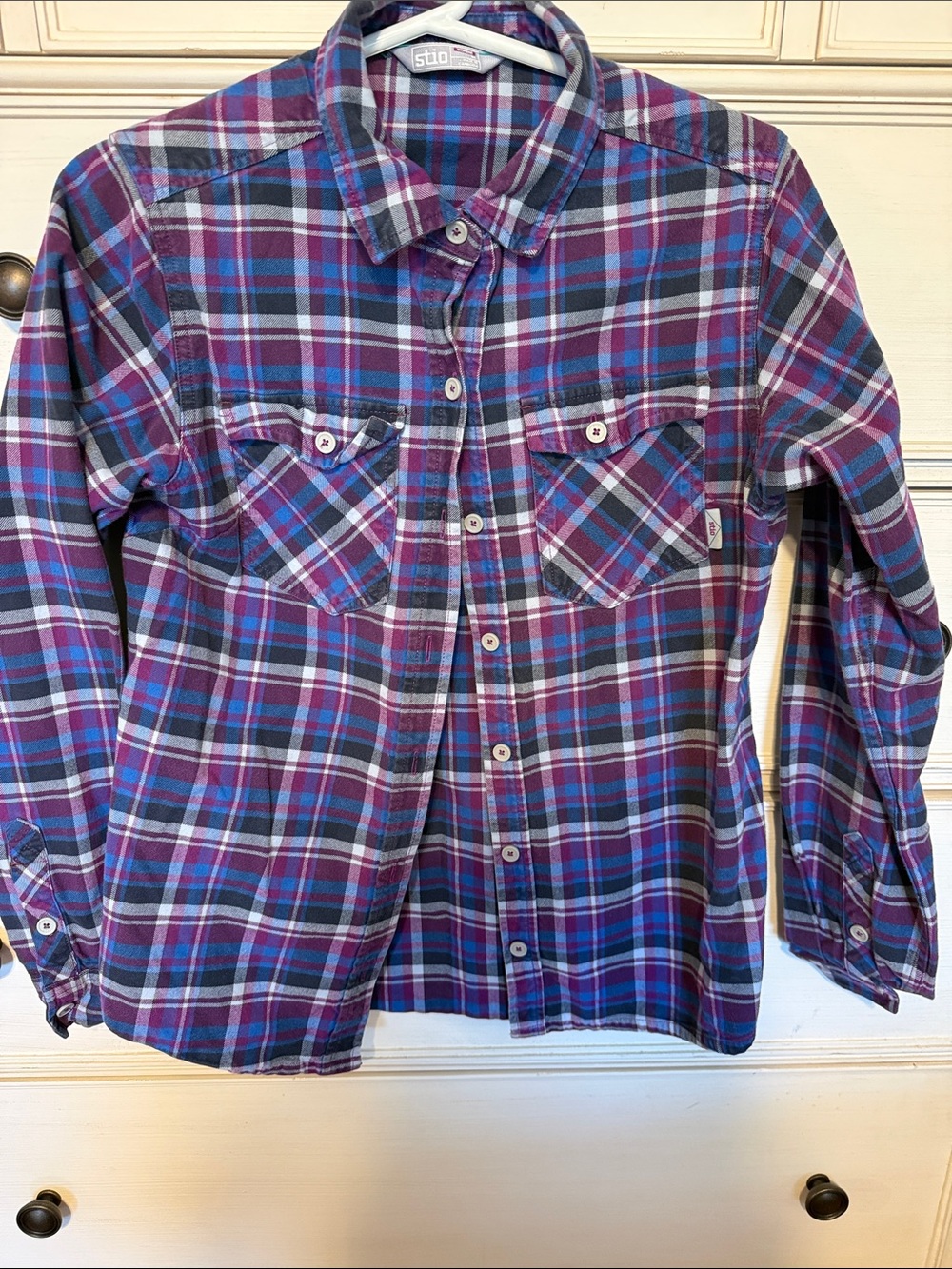 Stio Purple Plaid Button-Down Shirt